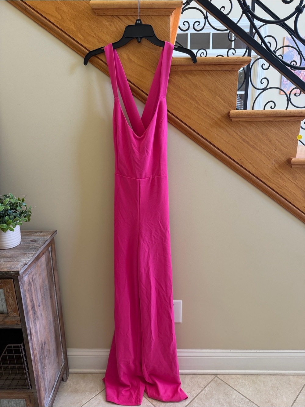 Lulu's Hot Pink Sleeveless Jumpsuit with Deep V Back